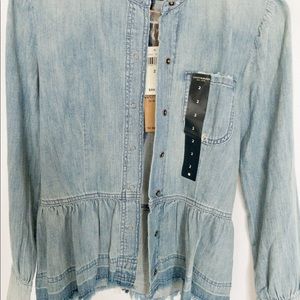 Light denim lucky brand peplum jacket